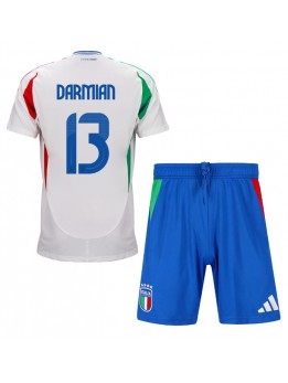 Italien Matteo Darmian #13 Auswärts Trikotsatz für Kinder EM 2024 Kurzarm (+ Kurze Hosen)